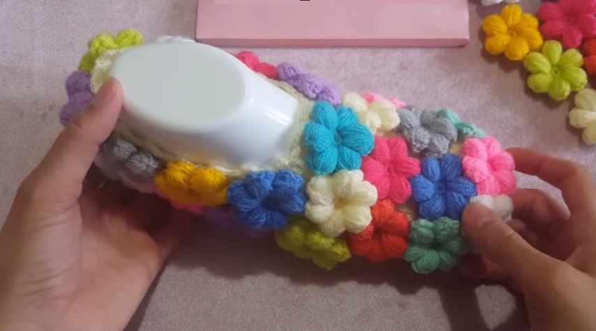 Crochet Puff Flower Slippers