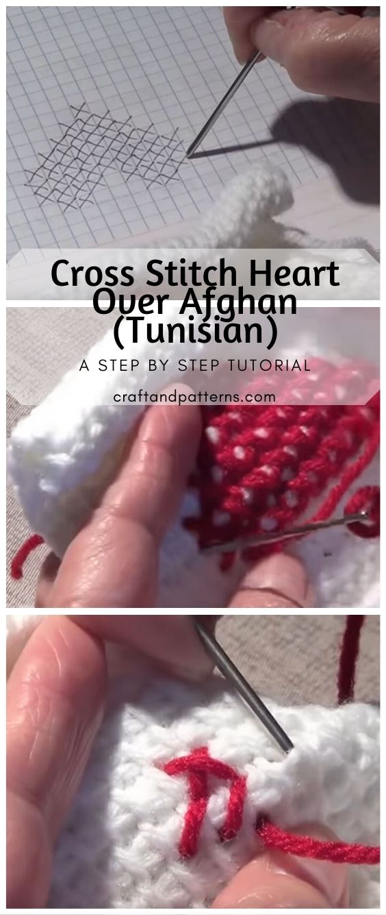 Heart Cross Stitch on Afghan