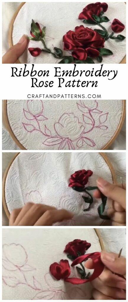 Ribbon embroidery rose pattern  craft  patterns