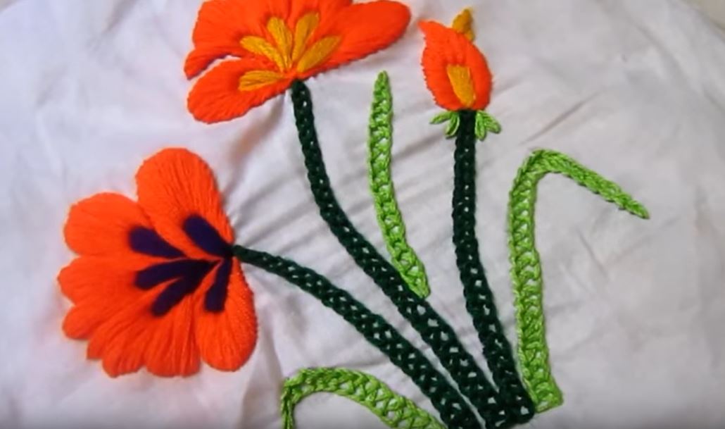 Satin Stitch Flower Hand Embroidery