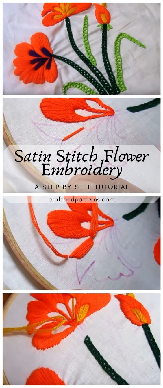 Satin Stitch Flower Hand Embroidery